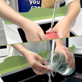 MAG HOME Silicone Sink Splash Guard (2-set) 17.25" x 2 total 34.5" - Water Splash Protector for Kitchen Sink, Countertop, Wall and Island from Splatter and Stains -Pale Green