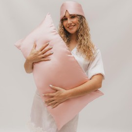 bene-sleep Premium Silk Pillowcase - 100% Mulberry Silk 22 Momme | Reinforced Seams | Oeko-Tex Certified* | Anti-Frizz & Wrinkle Reduction | Hypoallergenic & Skin Friendly (Pink, 80 x 80 cm)