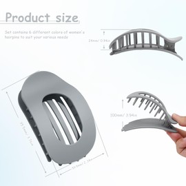 ZIJANG Flat Hair Clip, 6 Pieces Flat Hair Clips, Non-Slip French Hair Clip, Matte Hair Clips, Women's Thin Hair, 6 Colours, for Daily Use, Dating, Travel