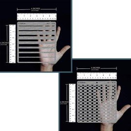 CrafTreat Reusable Pattern Stencils for Crafts VintageGraduated Stripes and Checkered (2 pcs) - Size: 6X6 Inches - Simple Pattern Stencils for Painting - Geometric Stencil for Furniture Painting