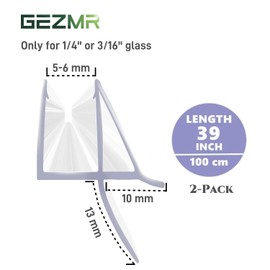 2-Pack Shower Door Bottom Seal (1/4'' X 39'') Glass Shower Door Seal Strip with Drip Rail Frameless Shower Door Sweep can Covers up to 13mm Gap