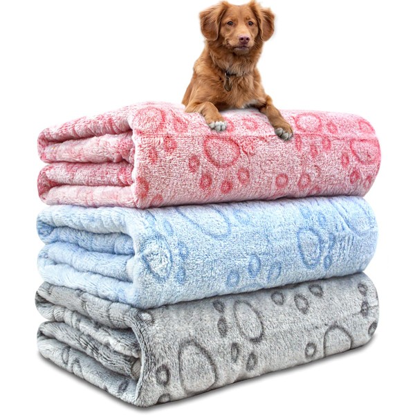 Dog Blankets for Small Medium Dogs Washable, 3 Pack Pet