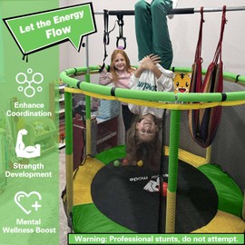 Trampoline for Kids, 5FT Adjustable for Toddler, Indoor/Outdoor Baby Trampoline with Enclosure Net, Gifts for Boys & Girls