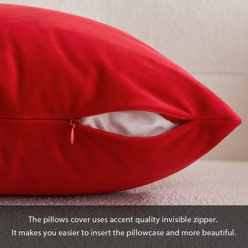 MIULEE Set of 2 Velvet Soft Solid Decorative Square Scatter