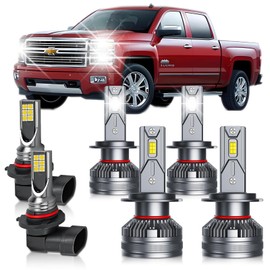 Gy-Adc Fits for Chevy Silverado 2007-2015 1500 2500 3500 LED Bulbs Set, High Beam Low Beam Fog Lights Bulbs Combo, 6000K White Plug-and-Play Super Bright Lights Bulbs, Pack of 6