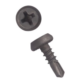 3.9mm x 19mm Black Self Drilling Pan Head Screws Steel Self Tapping Screws for Metal Sheets Roofing Windows (Pack of 50)