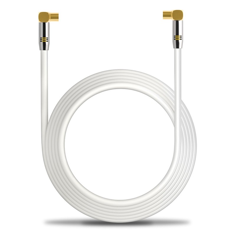 deleyCON TV Cable Plug 90°/Jack 90° Gold-Plated, White