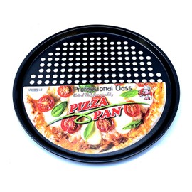 Pizza Pan with holes -Nonstick Carbon Steel Pizza Pan, Pizza pans，Pizza Tray Bakeware Perforated Round For Home Kitchen - PROFESSIONAL CLASS 32.5CM Diameter 12 3/4" INCHES with Fast Crisp Technology