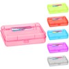 Enday Plastic Pencil Box Case Pink, Multipurpose Storage Organizer, Large