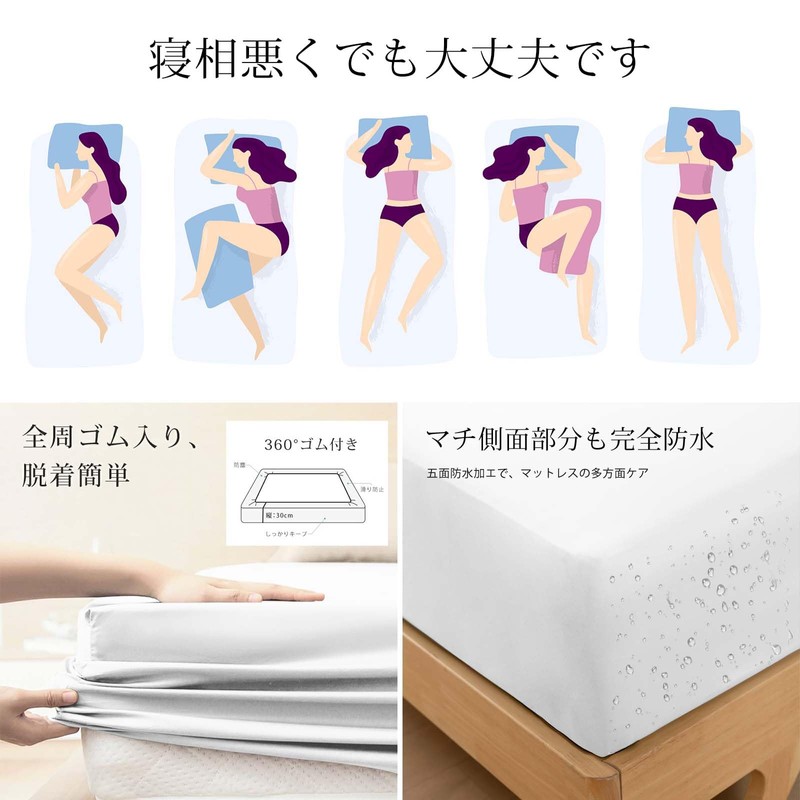 Vallein Full Waterproof Fitted Sheet, Waterproof Sides, Adult Bedwetting, Elderly/Nursery,