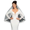 AiberLisha Pearl Fingertip Length Floral Wedding Bridal Veil with Comb