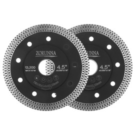 ZORUNNA 4.5" Diamond Blade for Angle Grinder, Super Thin Tile Cutting Blade for Smooth Cutting, 2Pcs Tile Cuttter Blade for Dry and Wet Cutting Porcelain Ceramic Tile Granite Marbles.