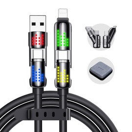 MagicJohn New MAGIC JOHN 4 in 1 Charging Cable 240W Super Fast Charge with RGB Lighting - Color: Black-6.6ft