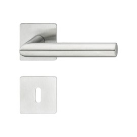 Gedotec Door Handle Set Stainless Steel | 1 Door Fitting Interior + Exterior Including Mounting Material | LDH 3171 | Door Handle Stainless Steel Matt Brushed | Door Set for All Room Doors | Deadlock