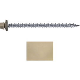 #10 Metal ROOFING SCREWS: (250) Screws x 3" SURREY BEIGE Hex Head Sheet Metal Roof Screw. Self starting/tapping metal to wood sheet metal siding screws. EPDM washer. for corrugated roofing