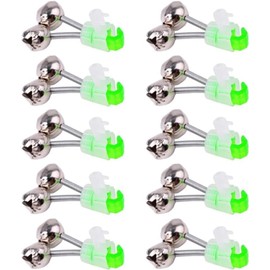 10 Pcs Silver Fishing Rod Bells Double Bell 1.89 Inch Green Galvanized Fish Bite Alarm Portable Reusable Bite Indicator for Night Fishing Bite Indicators,Fishing Tools