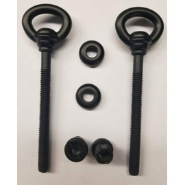 FURNITURE KNOWLEDGE Antique Brass Steel Cheval Mirror Mount Set - vintage retro old kit swing tilt rotate (Black)