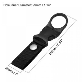 sourcing map Bottle Hanging Buckle Clip Water Bottle Carrier Ring Holder for Backpack Belt Outdoor Camping, Hiking, Black 4 Pack