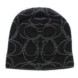 Coach Knit Beanie Hat F82175, Merino Wool Ribbed Knit Pull On Cap, MSRP $68 - Black/Gunmetal