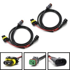 iJDMTOY (2) H10/9145 9005 9006 Factory Fog Lights Extension w/ Deutsch DT DTP Connectors, Compatible With Cubic LED Pod Lights, LED Light Bars, Off-Road LED Work Lamps, etc
