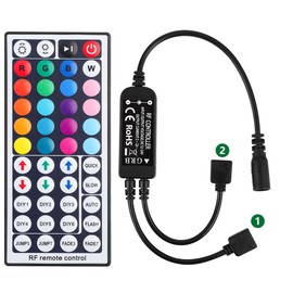 SUPERNIGHT RGB Light Strip Remote Controller, RF Remote of 2-in-1 4 Pin Dimming, Brightness Flash Mode Dimmer for SMD 5050 2835 3528 LED Strip Lights (RF- 2 Ports)
