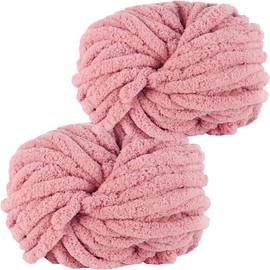 Hengrongshen Fluffy Wool, Pack of 2, 500 g, Pink Cuddly Wool, Thick Wool, Thick Wool, Fluffy Wool, Chunky Wool, Wool for Crocheting, Can Be Used for Knitting Cushions, Blankets, Scarves and Hats