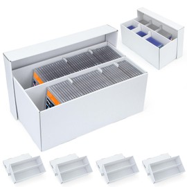 ULTRGEE 6 Pack Trading Card Storage Box - 2 Rows Graded Card Case holds 88 PSA Slab Cards, Cardboard Holder Organizer Boxes with Dividers for Sport Cards