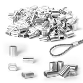 SDLDEER Aluminium Press Clamps Aluminium Wire Rope Clamp 3 mm, Pack of 120 Metal Sleeves for Wire Ropes Aluminium Oval Choke Clamps, Aluminium Press Sleeves 3 mm Rope Clamp Steel Cable for Steel Cable