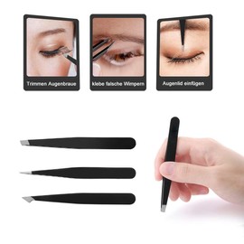 Jasinber Set de 4 Pinzas profesional de acero inoxidable para cejas de precisión