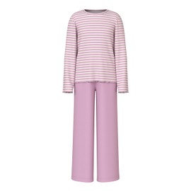 NAME IT Girls' Nkfnightset Stripe Loose Rib Noos Sleepwear Set, Pink Lavender/Stripes:y/D