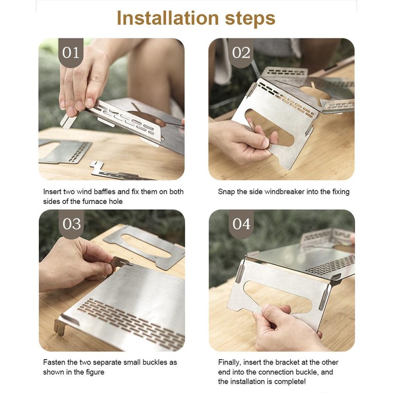 Portable Camping Table Heat Shield Gas Stove Stand Windshield Camping