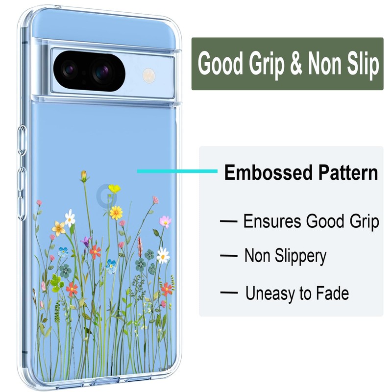 Unov Compatible with Pixel 8a Case Clear with Design Soft