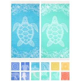 Haleey 2 Pack Turkish Cotton Beach Towel Lightweight Absorbent Quick Dry Bathroom Bath Pool Swim Towels Extra Large Oversized Sand Free Towel Beach Accessories Essentials Cloud Gift for Adults