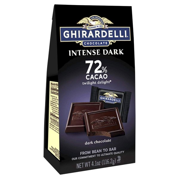 Ghirardelli Twilight Delight Intense Dark 72% Cacao Squares, 4.87 Oz, Pack of 2