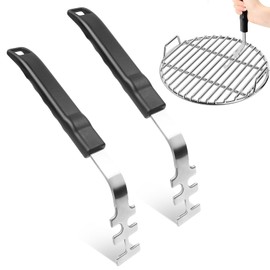 Yooyan Pack of 2 Lifters for Cooking Grate, Scalding Protection, Heat Resistant Grill Grate Lifter, Grill Accessories, Non-Slip Handle, for Home, Camping, Grill Stands, for Cast Iron and Stainless