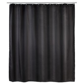 WENKO 20043100 Antimould shower curtain singlecolour Black antibacterial, washable, Plastic Polyester, Black