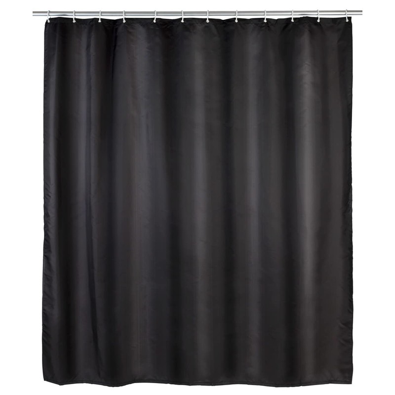 WENKO 20043100 Antimould shower curtain singlecolour Black antibacterial, washable, Plastic