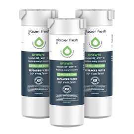 GLACIER FRESH Water Filter Compatible with XWFE (Built-in CHIP), Replacement for GE XWFE, XWF Refrigerator Water Filter NSF/ANSI 42 Certification Pack of 3