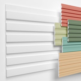 HEXIMO Slat Wall (0.46 m²) Made of XPS - Slats Wall Panels Slat Cladding Acoustic Panels White (1 Panel, HLM-1-01 White) for Painting Living Room Polystyrene
