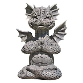 MystiCalls Garden Dragon Meditated Statue, Resin Dragon Statue Zen Yoga Dragon Ornament Outdoor Yard Decoration, for Dragon Lovers,Collecter,Family and Friends