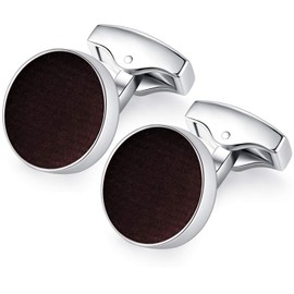 HONEY BEAR Cotton Fabric Valvet Cufflinks for Mens Shirt,for Business Wedding Gift (Brown)