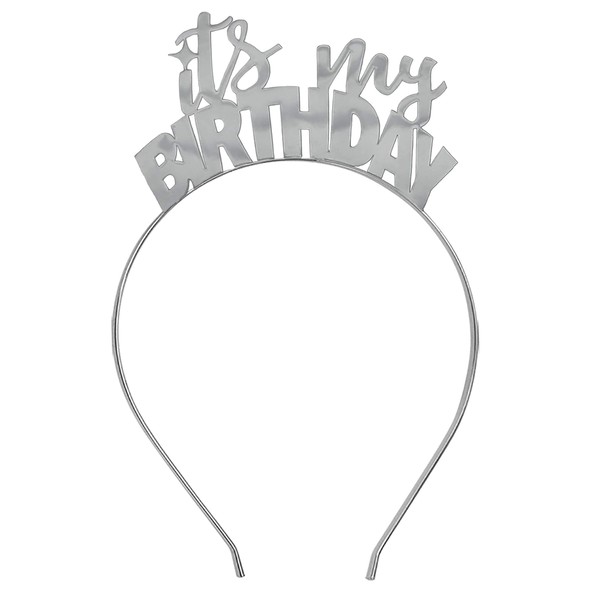 RhinestoneSash Birthday Tiaras for Women Headband Silver - Its My Birthday Headband HB(ItMyBD) Slv