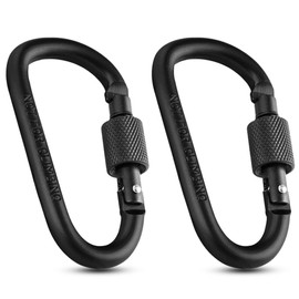 Locking Carabiner Clip, Aluminum Alloy D Shape Keychain Hook, Key Chain Carabiner Clip Hook for Camping Hiking Fishing Backpack Accessories