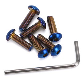 PQY 6pcs Steering Wheel Screw Bolts Taper M5×0.8 Length 19mm Round Head Burnt Titanium Finish Round Head
