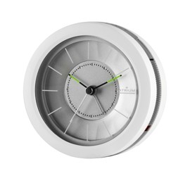 Atrium moderner Design Wecker Analog Quarz ohne Ticken mit Licht und Snooze Weiß Silber Rund A106-0