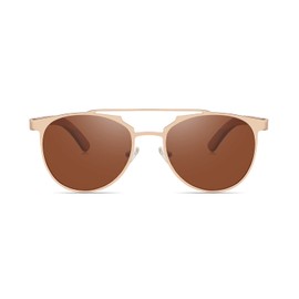 GREENTREEN Wooden Sunglasses, Polarised Aviator Glasses for Men and Women with Zebra Wood Frame and Polarised Lenses, Brown 3