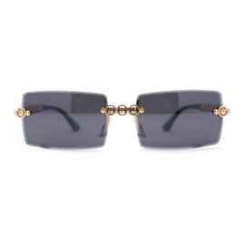 Super Luxury Rich Rhinestone Chain Frame Rimless Gangster Sunglasses Gold Black