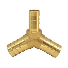 Joywayus 5/16"x 5/16"x 1/4" Barb Reducer, Brass Reducing Y 3-way Union Hose Fitting Intersection/Split Water/Fuel/Air