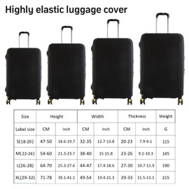 Anseom Suitcase Protective Cover, Elastic Suitcase Cover, Travel Suitcase Protective Cover, Washable Suitcase Protective Cover, 18-32 Inch Suitcase Cover, Luggage Cover with 1 Luggage Tag, black,