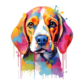 GRAZDesign Wandtattoo Hund Beagle buntes cooles Wandsticker für Jugendzimmer, Kinderzimmer, Wohnzimmer Wandaufkleber - 68x57cm